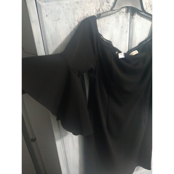 Calvin Klein Flared Sleeve Dress Black Sz P Boho Cottage Core Feminine - Picture 1 of 5